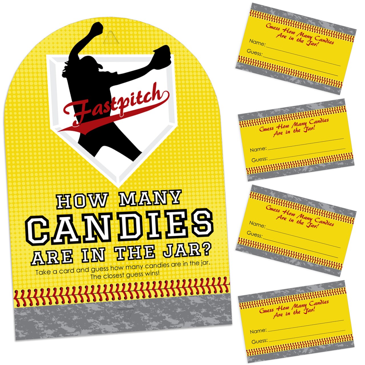 Big Dot of Happiness Grand Slam - Fastpitch Softball - How Many Candies Birthday Party or Baby Shower Candy Guessing Game